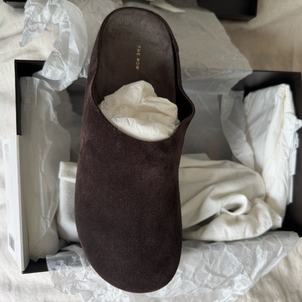 The Row Hudson Slide Dark Brown Suede - Picture 4 of 9